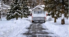 Illustrative red snowplow truck scene 5